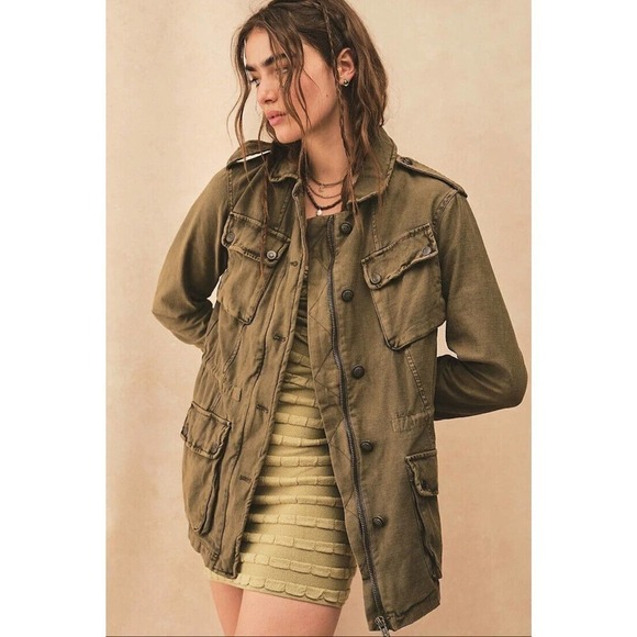 NWT Free People Not Your Brothers Surplus Military Jacket Army Green Women Small - Picture 1 of 16